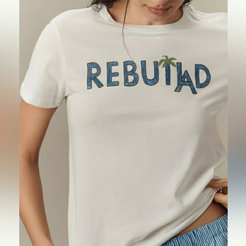 Unfortunate Portrait Rebuild LA Women's Boyfriend Tee in White. 